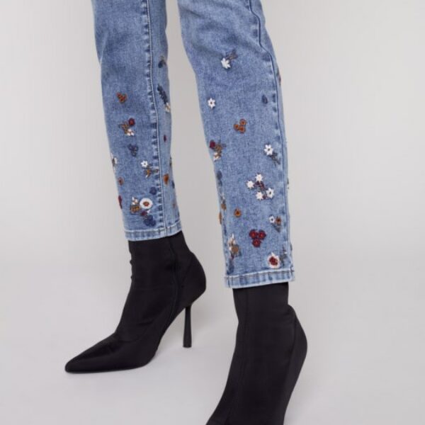C5449 Charlie B Embroidered Jean leg close up